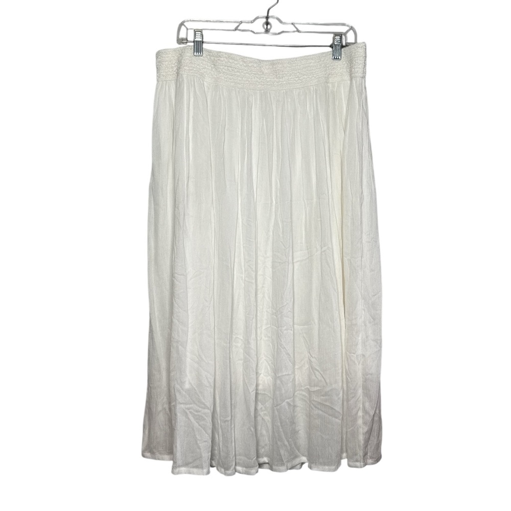 Gypsie Blu Women's White Rayon Pull-On Midi Skirt Size XL